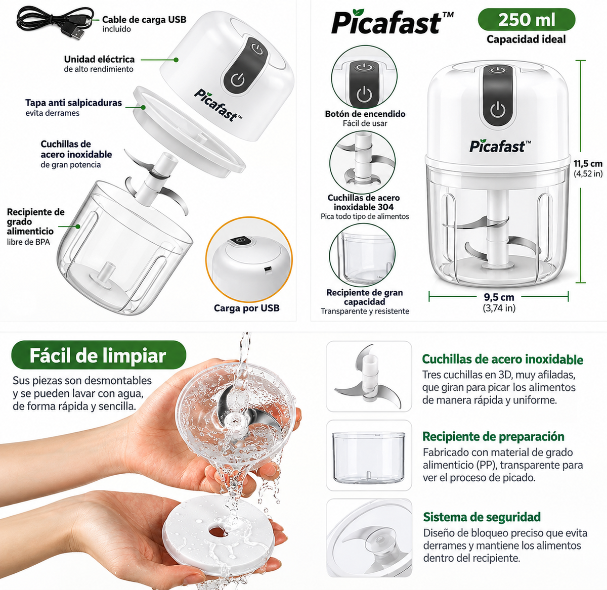 Picafast™ Mini Picador Eléctrico USB