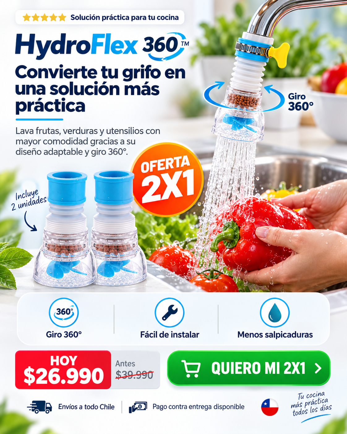 HydroFlex 360™ Grifo adaptable