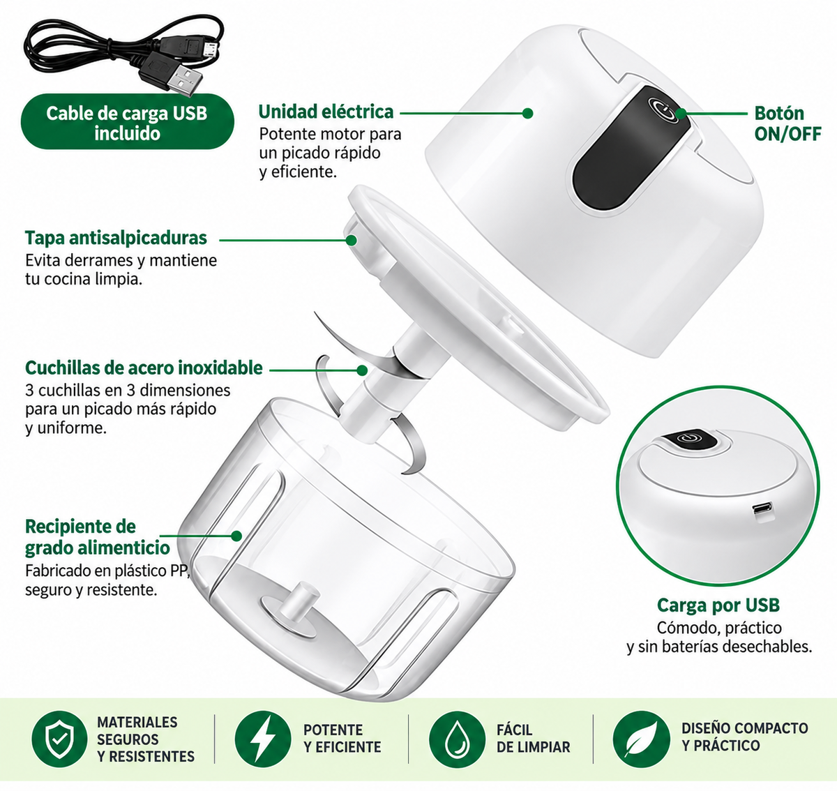 Picafast™ Mini Picador Eléctrico USB