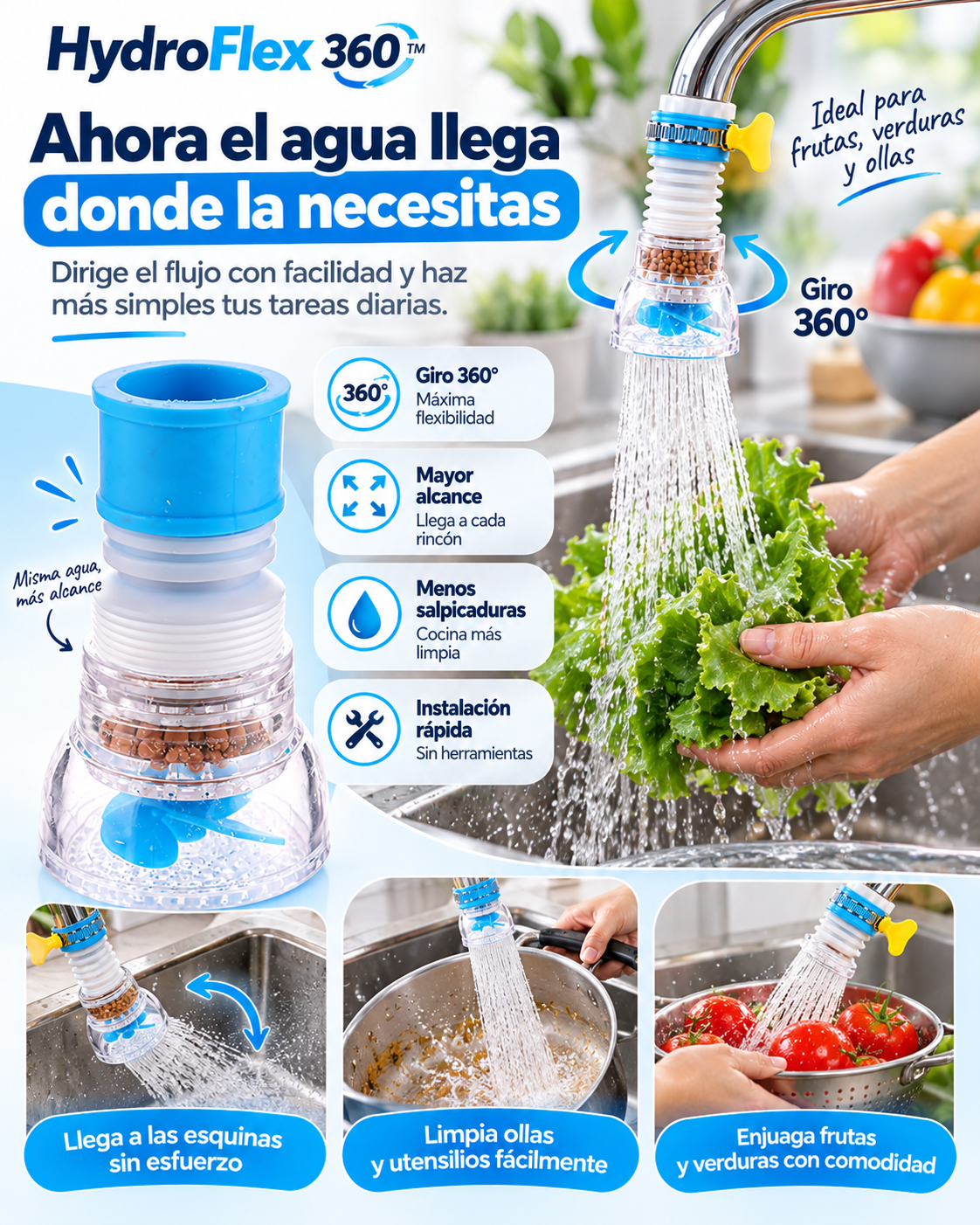 HydroFlex 360™ Grifo adaptable